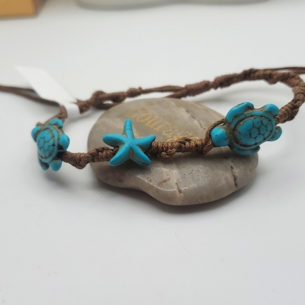 Nautical‎ turquoise sea turtles bracelet B1838